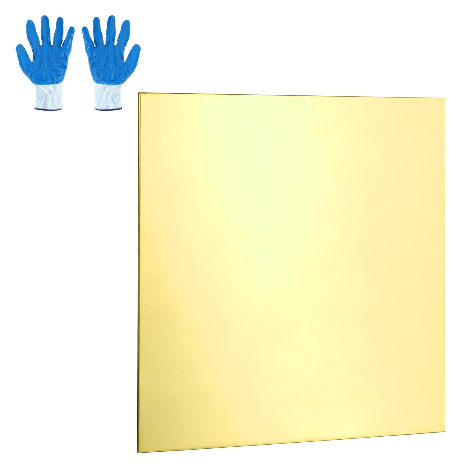 sourcing map Feuille de laiton 0,6 mm x 100 mm x 100 mm H62 - Plaque métallique fine avec gants pour loisirs créatifs, modélisme, bijoux, réparation électrique industrielle - Doré