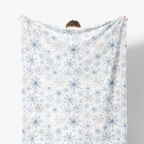 Kemingni Snowflake Blanket Blue Winter Holiday Throw for Couch Sofa Bed Christmas Decorations 50x60 Inches