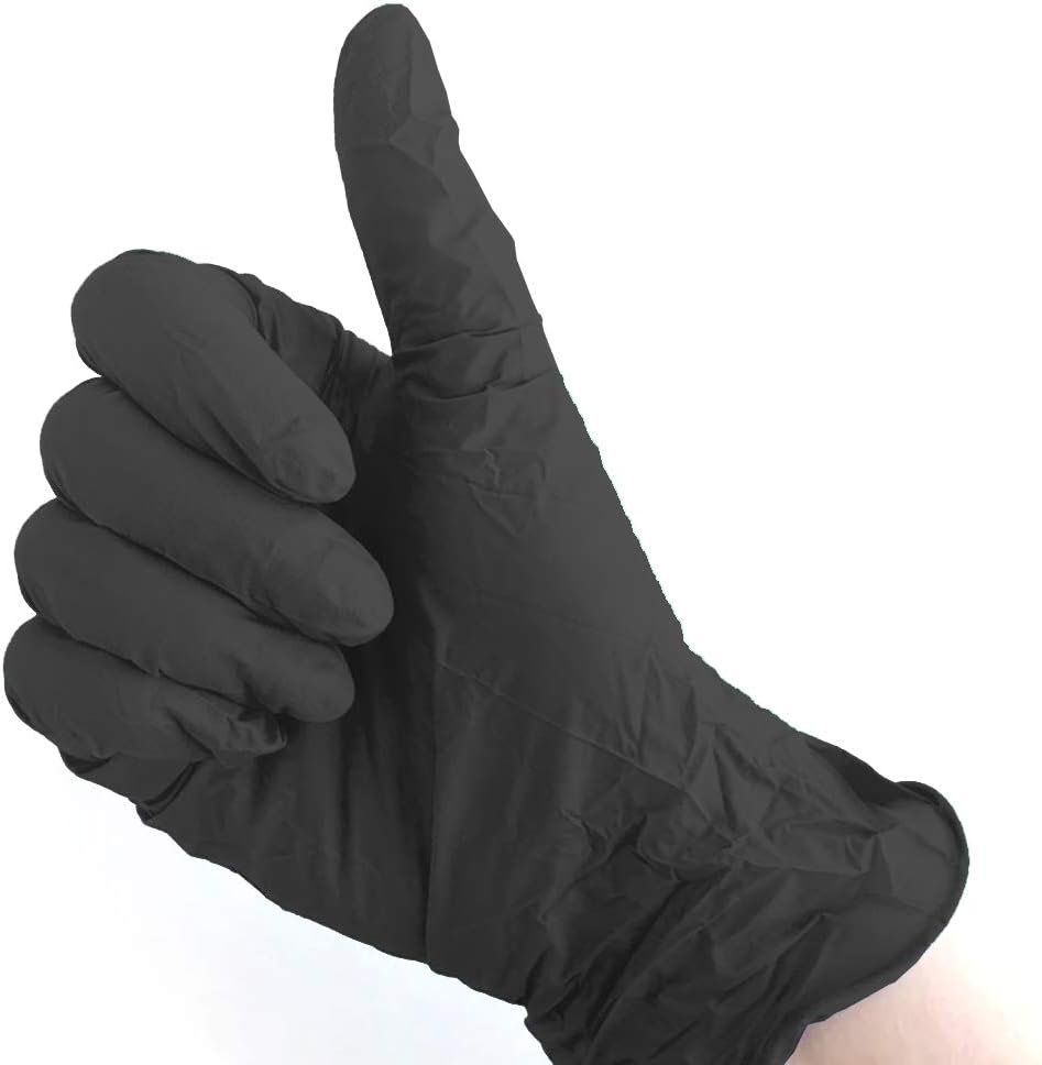 Powder-Free Nitrile Utility Gloves. 100 Gloves (Black, M)