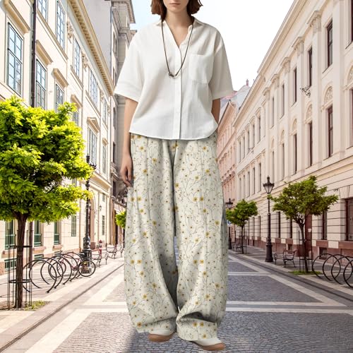 Womens Summer Floral Casual Pants Loose Wide Leg Baggy Palazzo Pants Comfy Lantern Harem Trouser Flowy Clothing4