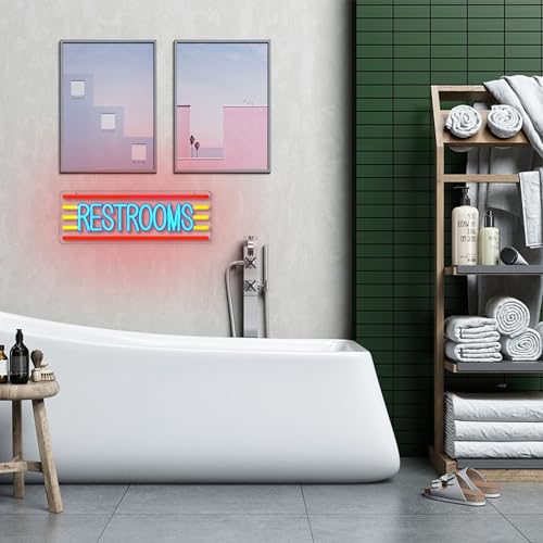 Image of Restroom Neon Sign for Business Toilet Neon Light Bathroom LED Neon Sign Restrooms LED Neon Light for Home Bar Shop Hotel Shop Mall Supermarket Decoration