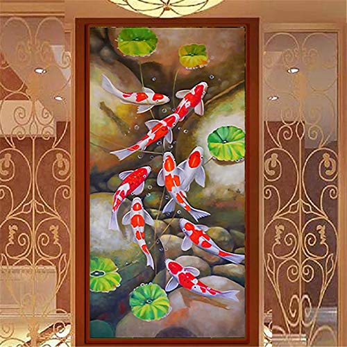 Diamond painting poisson koi 5D broderie grand format 28x56inch - 2