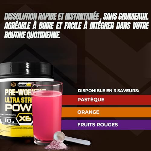 Pre-Workout Puissant | Énergie Maximale, Force & Prise de Masse | Boisson Pré-Entraînement avec Bêta-Alanine, Créatine, Citrulline, Bétaïne, Arginine | Améliore les Performances Musculaires | 300 g – Image 6