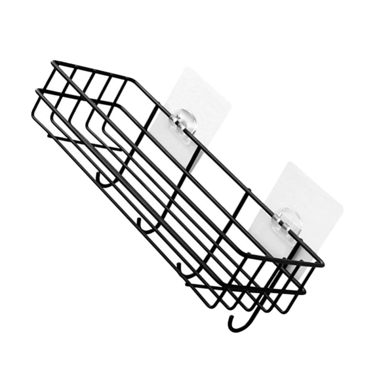 MUCKLILY Iron Shower Organizer Wall-Mounted Bathroom Storage Shelf No Punch Installation Black Metal Shower Caddy for Toiletries and
