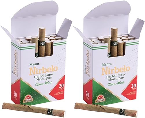 Nirbelo Cigarrillo de hierbas 100 % libre de tabaco y nicotina para dejar de fumar y alternativa de la naturaleza 40 cigarrillos Paquete de 2