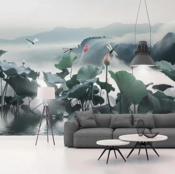 Papier peint lotus brumeux : masquez un mur nu avec ce décor 3D 250x175