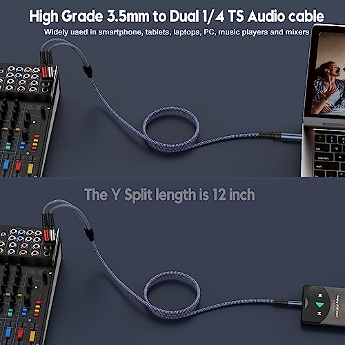 Image of 1 /8 Stereo to Dual 1 /4 Mono Cable 20ft, 3.5mm to Dual 1 /4 Cable, 1 /8 inch TRS Stereo to Dual 1 /4 inch Y Splitter for Smartphone,Tablet,Computer,CD Player,Speakers and Home Systems Amplifier
