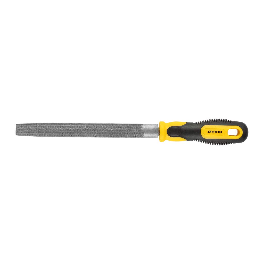 RHINO - Grattugia per metalli 1/2 rotonda 200 mm - Lima per metalli 1/2 rotonda con manico bimateriale - Lunghezza 200 mm - Garanzia 5 anni - Consente di realizzare tutti i tipi di lavori di finitura
