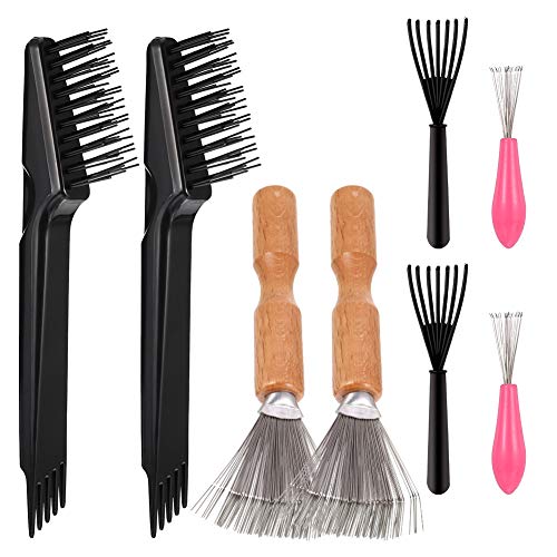 KINAKE 8 Pcs Hair Brush Set Comb Cleaner Brush Detangling Hair Brush Mini Hair Brush Comb Cleaning Brush Hair Cleaner Tool Remove Comb for Wet/Dry Hair Smoothing