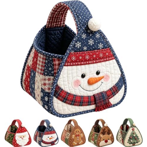 Christmas Character Quilted Carry Basket DIY Fabric Sewing Kit，#D