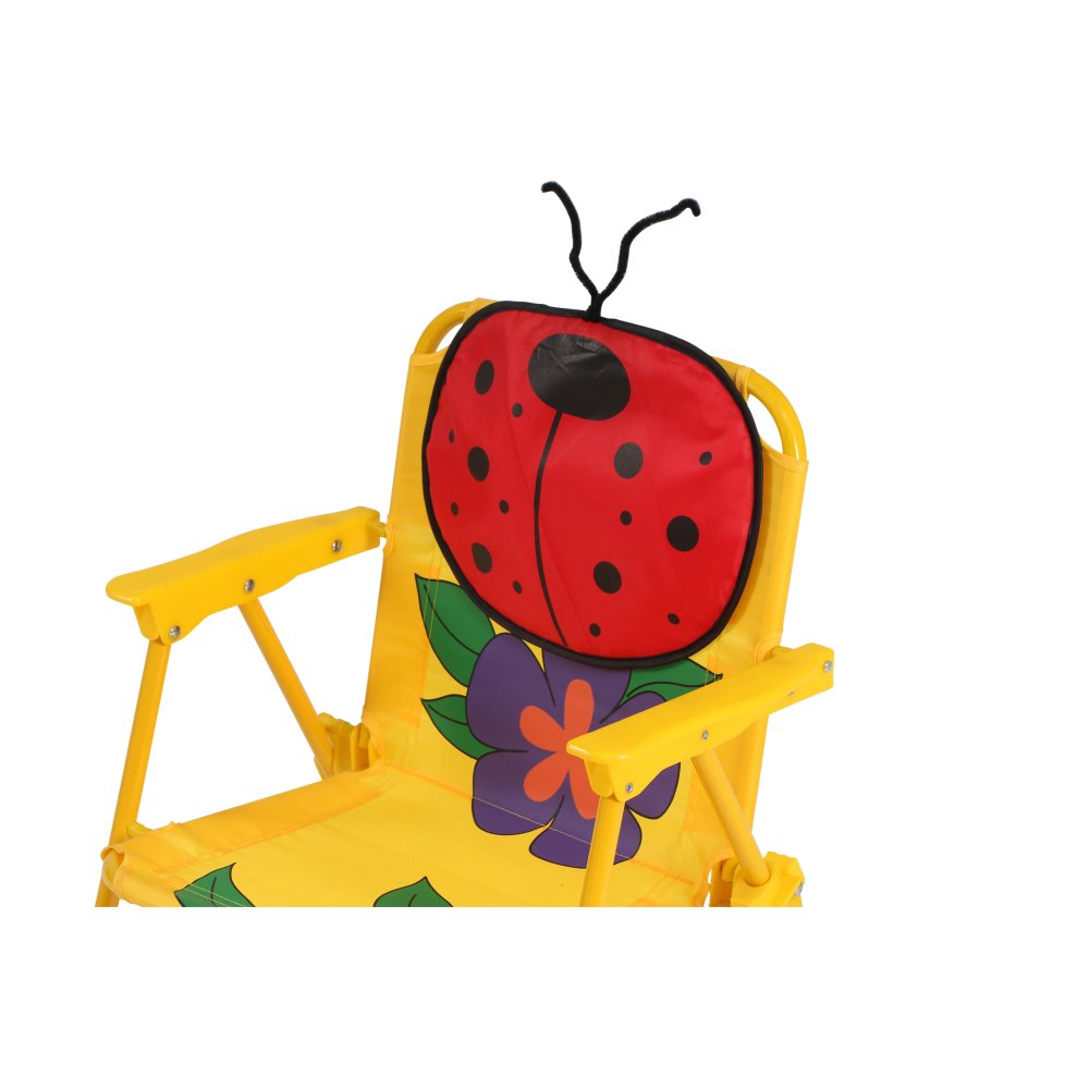 Siena Garden 672618 Marie Set pour Enfants 2 Fauteuils Pliants 1 Table + 1 Parasol Acier Motif de Coccinelle Jaune/Rouge