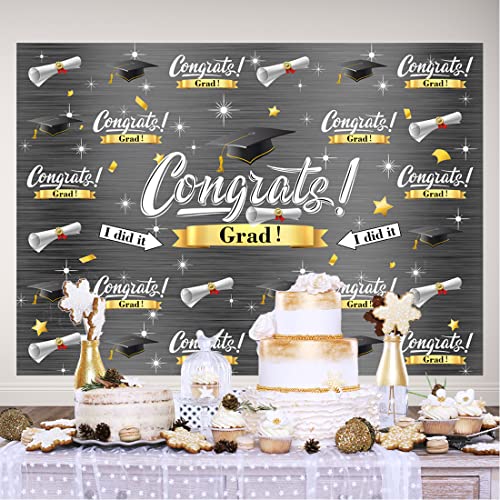 Lofaris Graduation Backdrop Class Of 2023 Grey Silvery Shinning Star Congradulation Photography Backdrop Bachelor Cap Congrats Grad Celebration Party Background Photo Booth Studio Props Banner 7X5Ft #TOP4