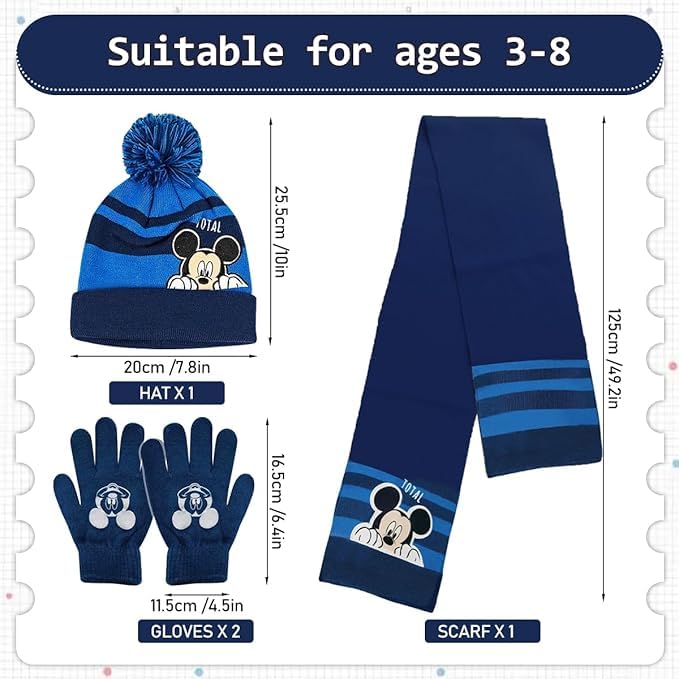 Set Guantes Niña Gorro Invierno Niño Bufanda Tejido de Punto