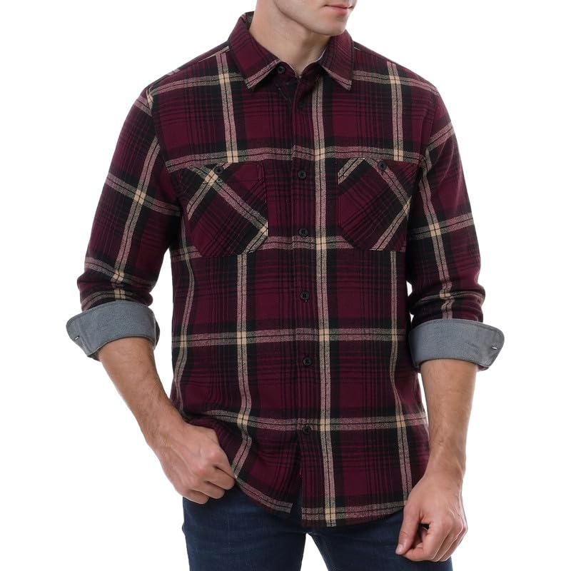 WARHORSEE Flannel Shirt for Men Long Sleeve Button Down Plaid Shirts