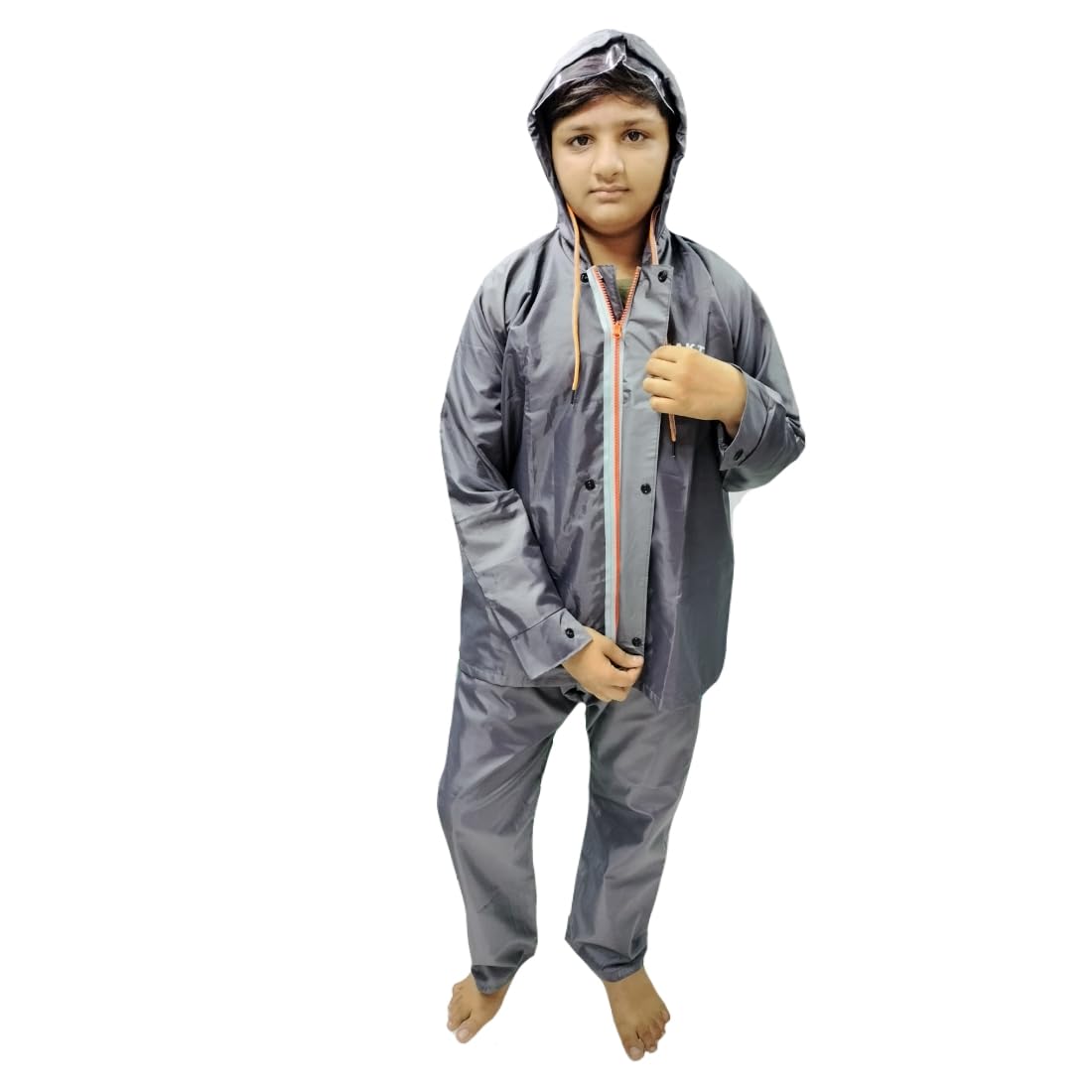 D8211K Rain Coat for Chindren's, Waterproof Raincoat for Kids with Pant Set, Rain Coat for Children with Bag (Grey, 6 Years - 7 Years) - Image 7 thumbnail