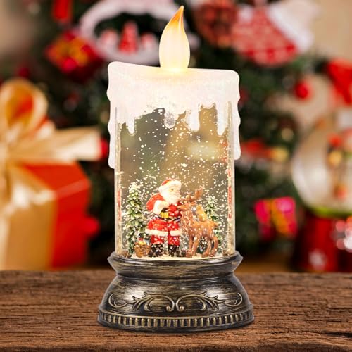 Eldnacele Schneekugel Weihnachtslaterne mit Timer & Musik, fliegendem...