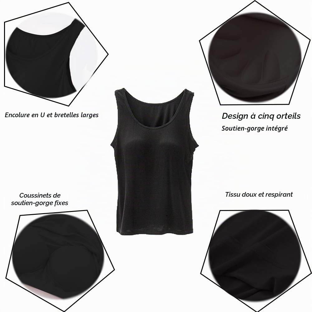 STARBILD Débardeurs pour Femmes avec Soutien-Gorge intégré Débardeur de Yoga sans Manches Haut Camisoles rembourrées de Base