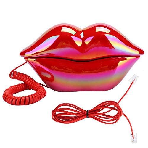 FOLOSAFENAR Rouge Bouche Téléphone, Filaire Sexy de Téléphone Fixe Rose À La Mode Nouveauté...