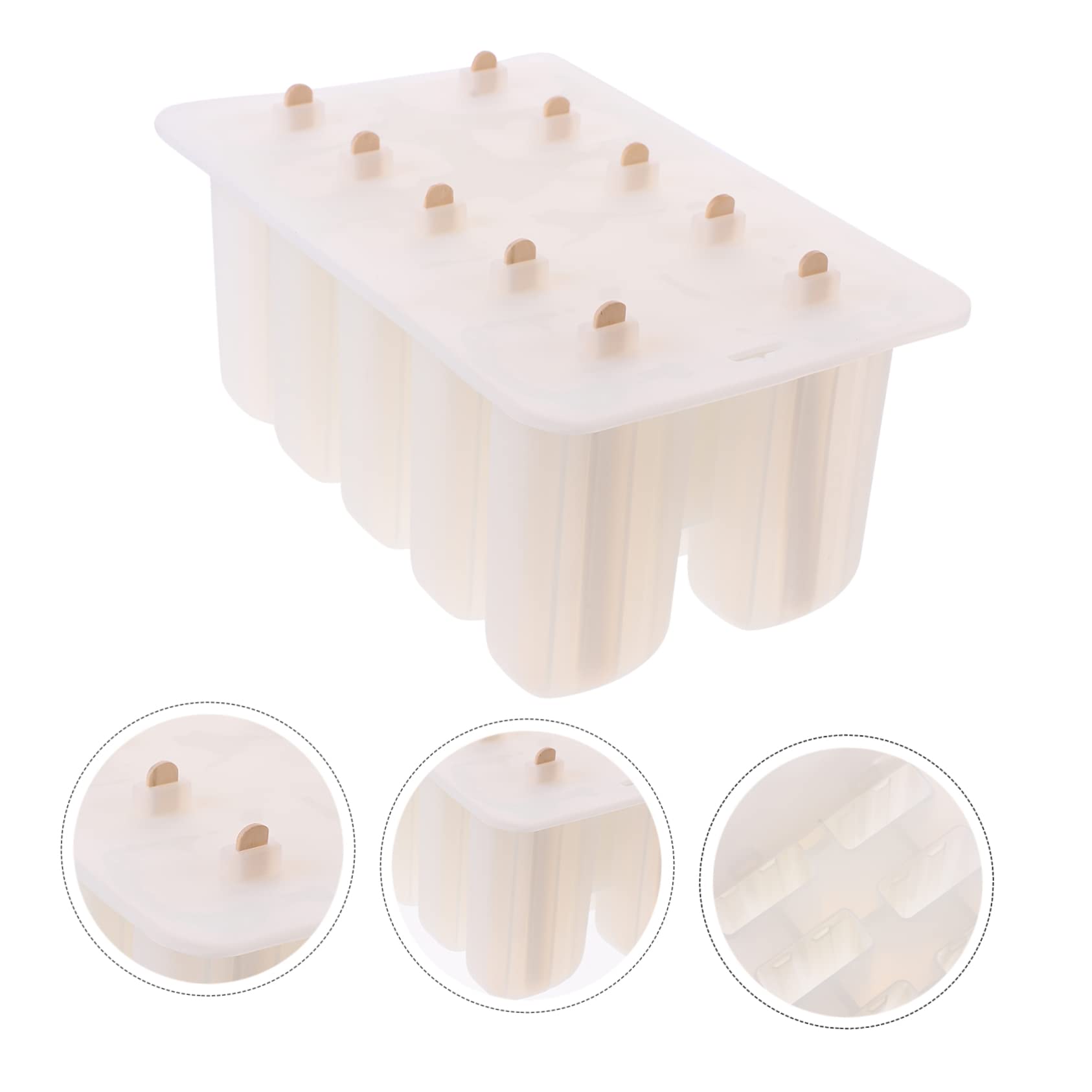 Moule à Glace en Silicone avec Bâtons en Bois, Lot de 10