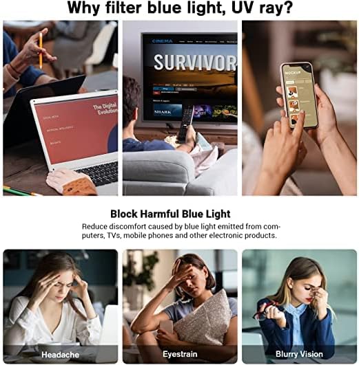 Miniatura 9 de VOOGLAM Gafas de bloqueo de luz azul ojo de gato, marco de anteojos de moda para mujer, antifatiga ocular y rayos UV