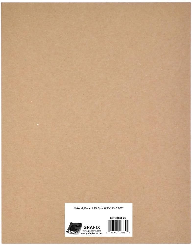 Grafix Medium Weight Chipboard – 12"x12", Assorted Acid-Free 0.057” Sheets, Create Three-Dimensional Embellishments for Cards, Papercrafts, Mixed Media, Home Décor, and More, Pack of 30