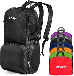 Roam Packable Backpack Rucksack - Lightweight Foldable Daypack Water-Resistant, 25L, Durable Tear-Resistant Nylon Weave - Daypack for Travel, Hiking, Backpacking, Camping, Outdoors, Beach,