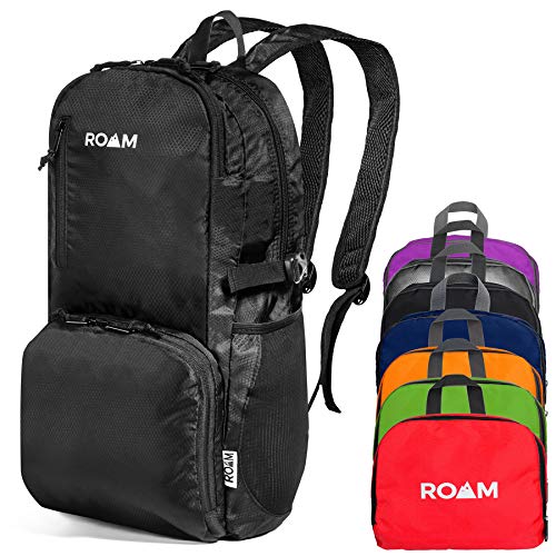 Roam 25L Hiking Daypack, Lightweight Packable Backpack, Rainproof, for Travel, Camping, Foldable, Durable, Water Resistant Ultra Light - True Black