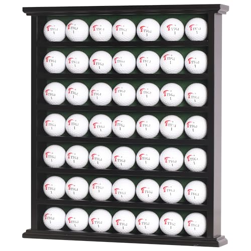 Image of DisplayGifts Golf Gift 49-Golf Ball Display Case Cabinet Rack, No Door Open Rack Black Finish Frame