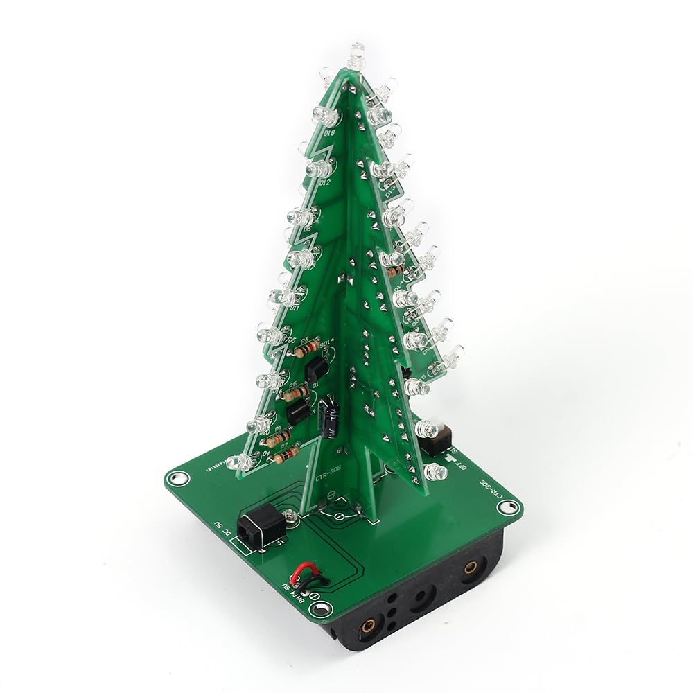 Dongker White 3D Tree Led Diy Kit, Rgb 36 Led Flash Colorful Christmas Trees Electronic Soldering Assemble Kit For Holiday Decor Xmas Gifts