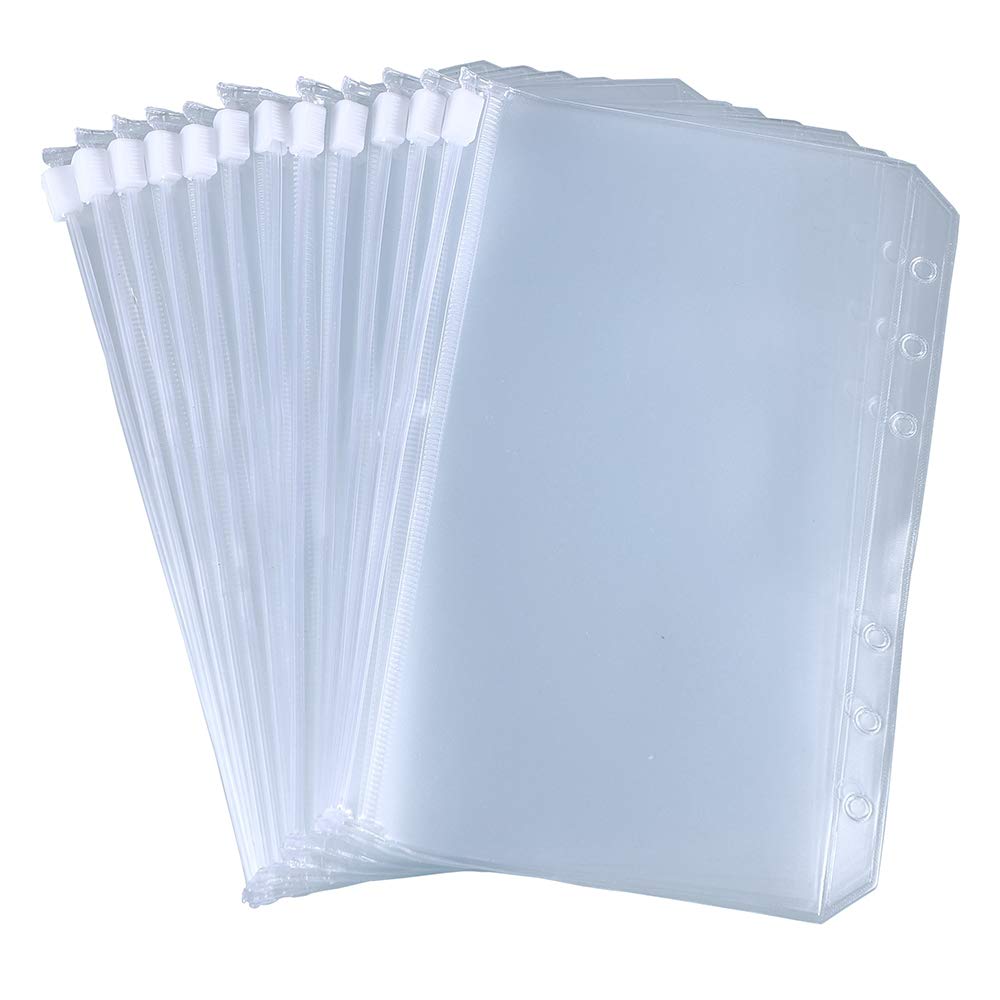 Buy Antner 12pcs A6 Size Binder Pockets 6 Holes Budget Cash Envelopes for Budgeting, Clear
