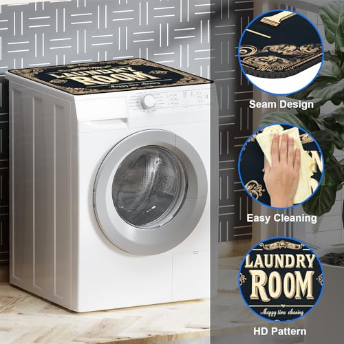 Image of Non-Slip Washer & Dryer Top Cover Mat Dust-Proof Protective Pad with Absorbent Surface & Rubber Backing, Waterproof & Heat Resistant Laundry Room Decor (Laundry Room-2, 23.6 inch x 19.7 inch)