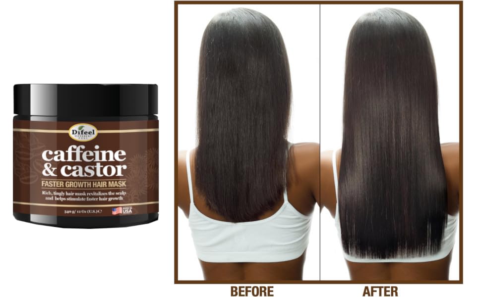 Miniatura 5 de Difeel Mascarilla capilar de crecimiento más rápido con cafeína y ricino, 12 onzas