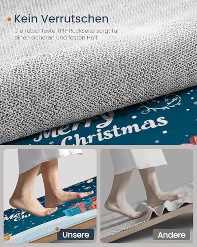 Tapis de Noël lavable antidérapant turquoise 120 cm anti-glisse salon - 8
