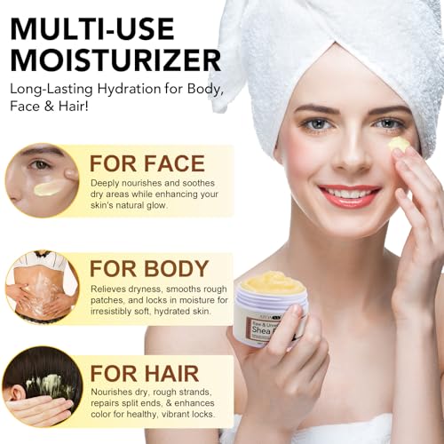 Sheabutter Bio Unraffiniert Kaltgepresst (120ml) 100% Rein & Natürlich, Pur Vegane Herstellung Premium Shea Butter,Natural glatte Shea-Nuss-Lippenbalsam,Parfümfrei Körperbutter für alle Hauttypen
