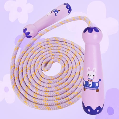 Homello Jump Rope for Kids - Wooden Handle - Adjustable Cotton Braided Fitness Skipping Rope for Toddler Fitness Workout Exercise Outdoor Activity - Image 6