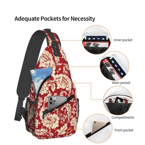 Image of Crossbody Bag Sling Bag Backpack Chest Bags Shoulder Bag for Women Men Boho-Red Paisley 1