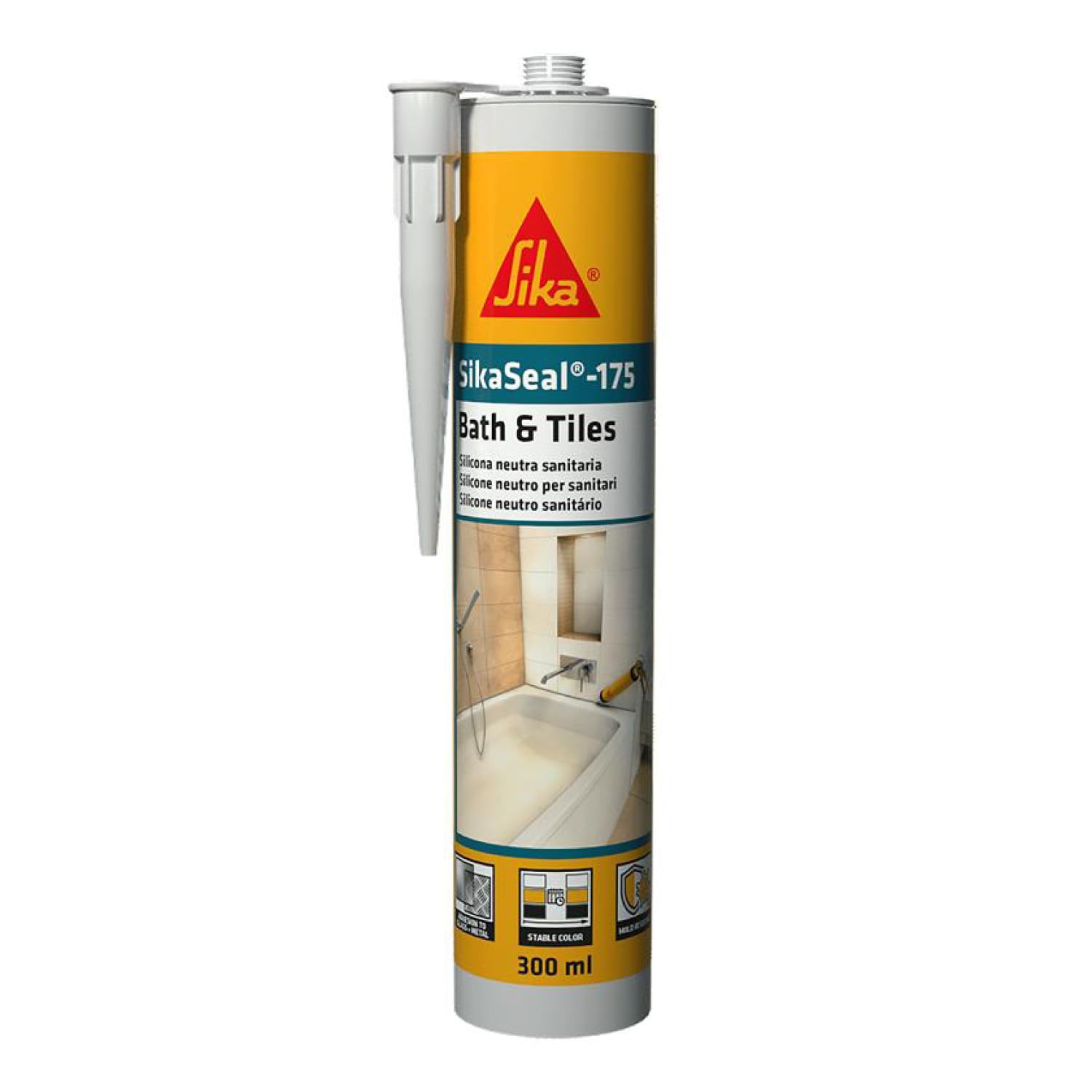 SIKA - Silicone sigillante per sanitari e piastelle - SikaSeal-175, Grigio - Ideale per bagni e cucine - Protezione antimuffa a lunga durata, non ingiallisce e garantisce igiene totale - 300ml