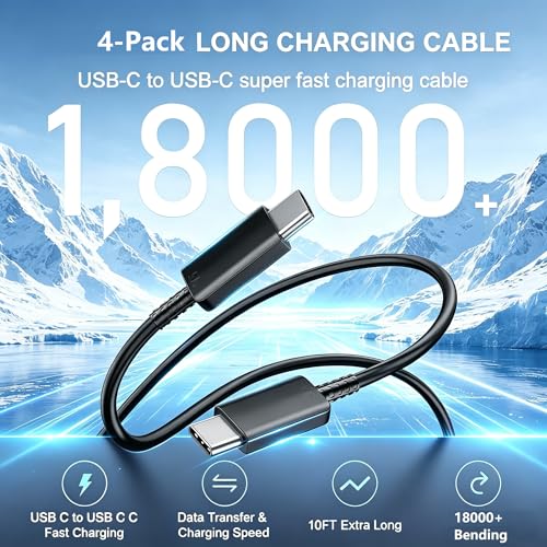 Image of 60W USB C Fast Charger Block,Wall Charging Plug & Long Type C Cable Cord 3ft /6ft /10ft,USB-C Charge Adapter Brick Cube Box for Samsung Galaxy S26 Ultra /S25+ /S24 /S23 /S22 /Note /Z Fold,iPhone 17 16 15,iPad