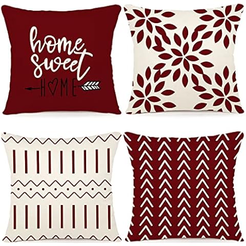 YCOLL Cushion Covers 16x16 Inch, Set of 4 Pillow Covers Pillow Case Cushion Covers for Sofa Outdoor Garden Bed Couch Cushions 16"x16"40cmx40cm(Set of 4 ) Cover