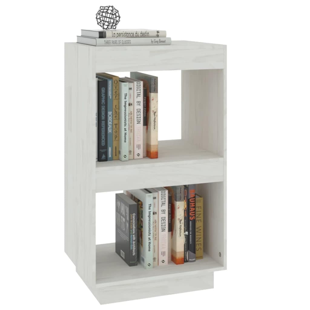 Regał na książki, biały, 40 x 35 x 71 cm, lite drewno sosnowe, przechowywanie DVD + regał na płyty CD, ścianka działowa do biura, salonu, regał na książki