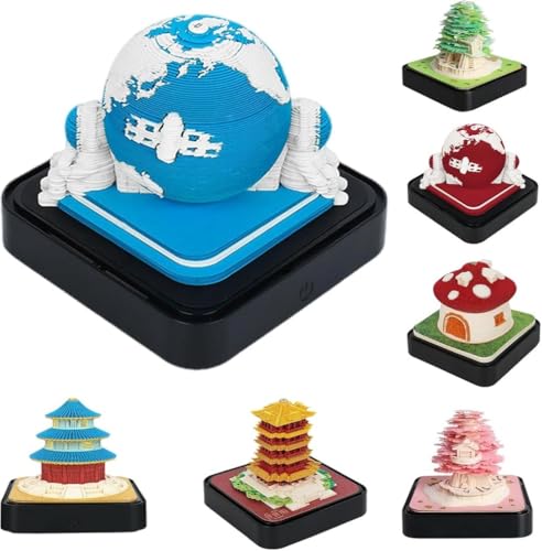 卓上カレンダー ライト付き DIY 地球 3D メモパッド、学校年度、教師用、デスク装飾美的ギフトデスクトップ装飾 (Earth-Blueを探索する)