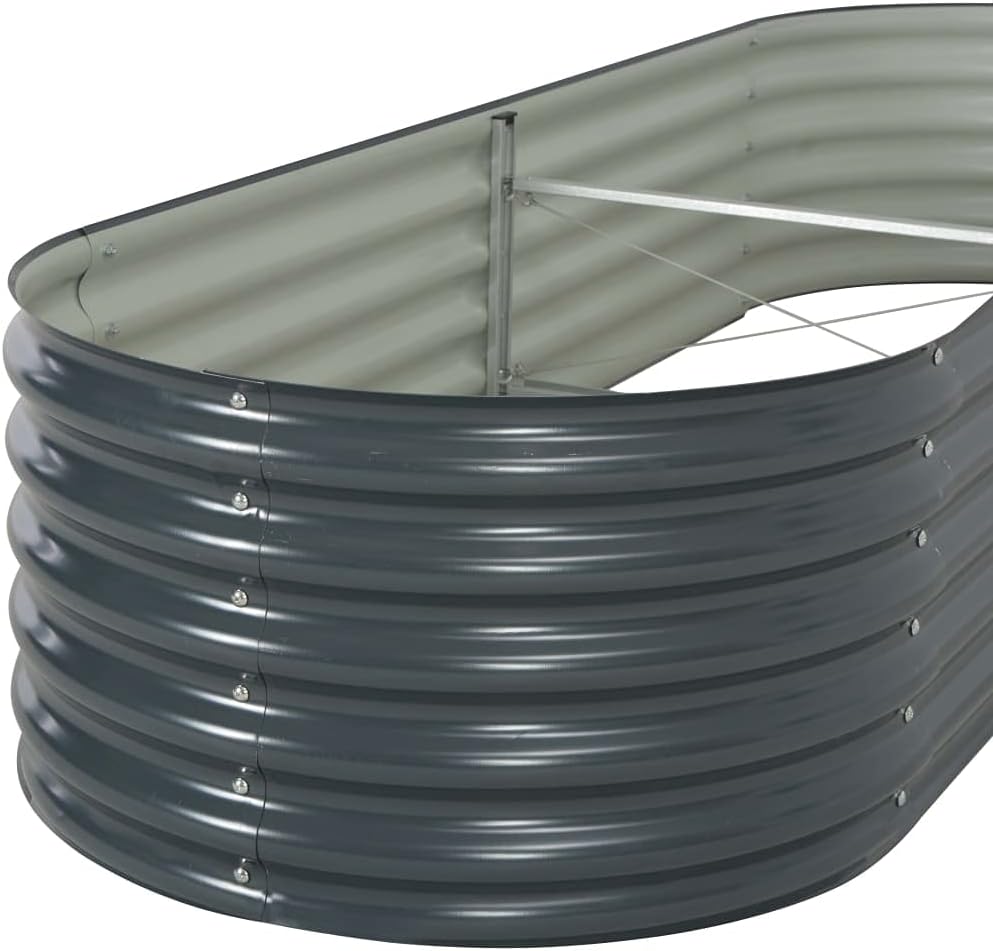 vidaXL Garden Raised Bed Outdoor Backyard Herb Flower Box Planter DIY Vegetable Pot Growing Container 94.5"x31.5"x17.3" Galvanized Steel Gray