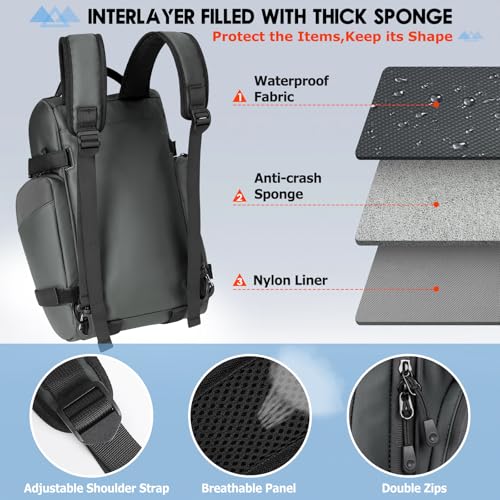 RAINSMORE Bike Bags for Bicycle Rear Rack 15L Waterproof Bike Ebike Trunk Pannier Saddle Bag with Rain Cover Bike Accessories Backpack Shoulder Bag for Commuter Travel Outdoor, Grey - Thumbnail 5
