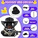 FINEED 1PCS Black Rubber Duck with Cowboy Hat, Sunglasses, Bandana, Gold Chain & AK47 Gun - Funny Squeaky Car Dashboard Decorations for Car Accessories, Office Desk, Home Decor