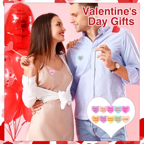 Image of Giegxin 40 Pcs Valentine's Day Conversation Heart Pins for Women Love Candy Pins Romantic Words Lapel Brooch Backpacks for Jackets Bags Hats Valentines Day Accessories Gifts