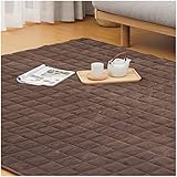 【グラフェン ×エアロゲル】あったか ラグ カーペット 冬 ふわふわ 正方形 185×185cm(約2畳) 床からの冷気をシャットアウト【持続温感＆朧調ヘリンボーン柄】ラグマット キルトラグ 洗える 花柄滑り止め ホットカーペット対応 抗菌防臭 洗える (185×185cm ブラウン)