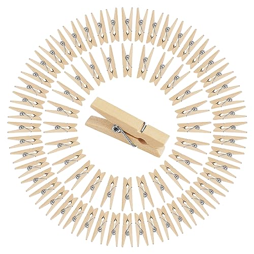 Vicloon Mini Wooden Peg, 300pcs Mini Pegs for Arts and Crafts Tiny Clips for Photo Wall Home School Wedding Decoration, 2.5 x 0.9cm