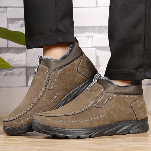 Image of COSIDRAM Men Shoes Winter Snow Boots Cotton-Padded Slip on Casual Warm Walking Sneakers Waterproof House Shoes