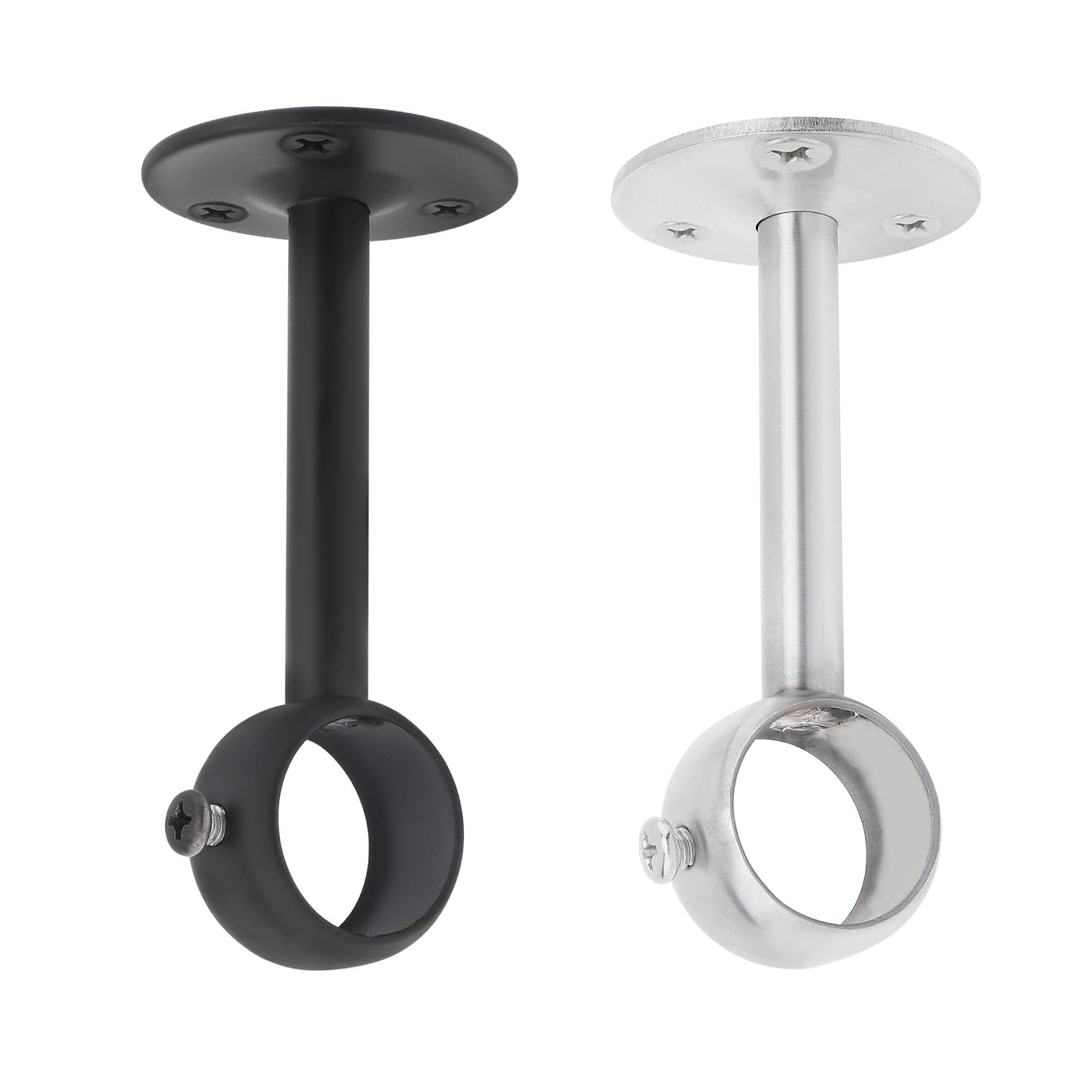 Catchorn Curtain Rod Brackets 1 Piece Heavy Duty Three Holes Stainless Steel Curtain Rod Bracket Ceiling Holder Drape Pole for Bathroom Balcony Kitchen Cupboard