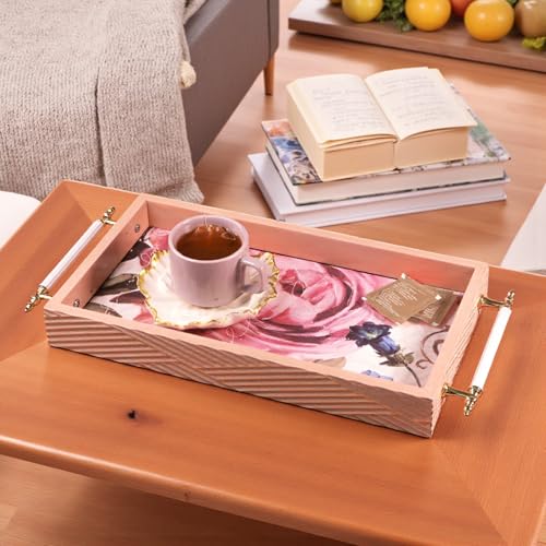 Image of Art Street Premium Serving Tray for Kitchen, Dining, Home and Office (Pink, Tray Size 8x17 Inch)